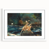 Realism Art Prints - Dramatic Deer Scene in Nature on Canvas and Acrylic