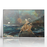Realism Art Prints - Dramatic Deer Scene in Nature on Canvas and Acrylic