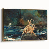 Realism Art Prints - Dramatic Deer Scene in Nature on Canvas and Acrylic