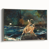 Realism Art Prints - Dramatic Deer Scene in Nature on Canvas and Acrylic