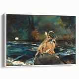 Realism Art Prints - Dramatic Deer Scene in Nature on Canvas and Acrylic