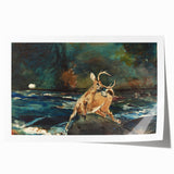 Realism Art Prints - Dramatic Deer Scene in Nature on Canvas and Acrylic