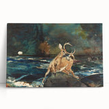 Realism Art Prints - Dramatic Deer Scene in Nature on Canvas and Acrylic