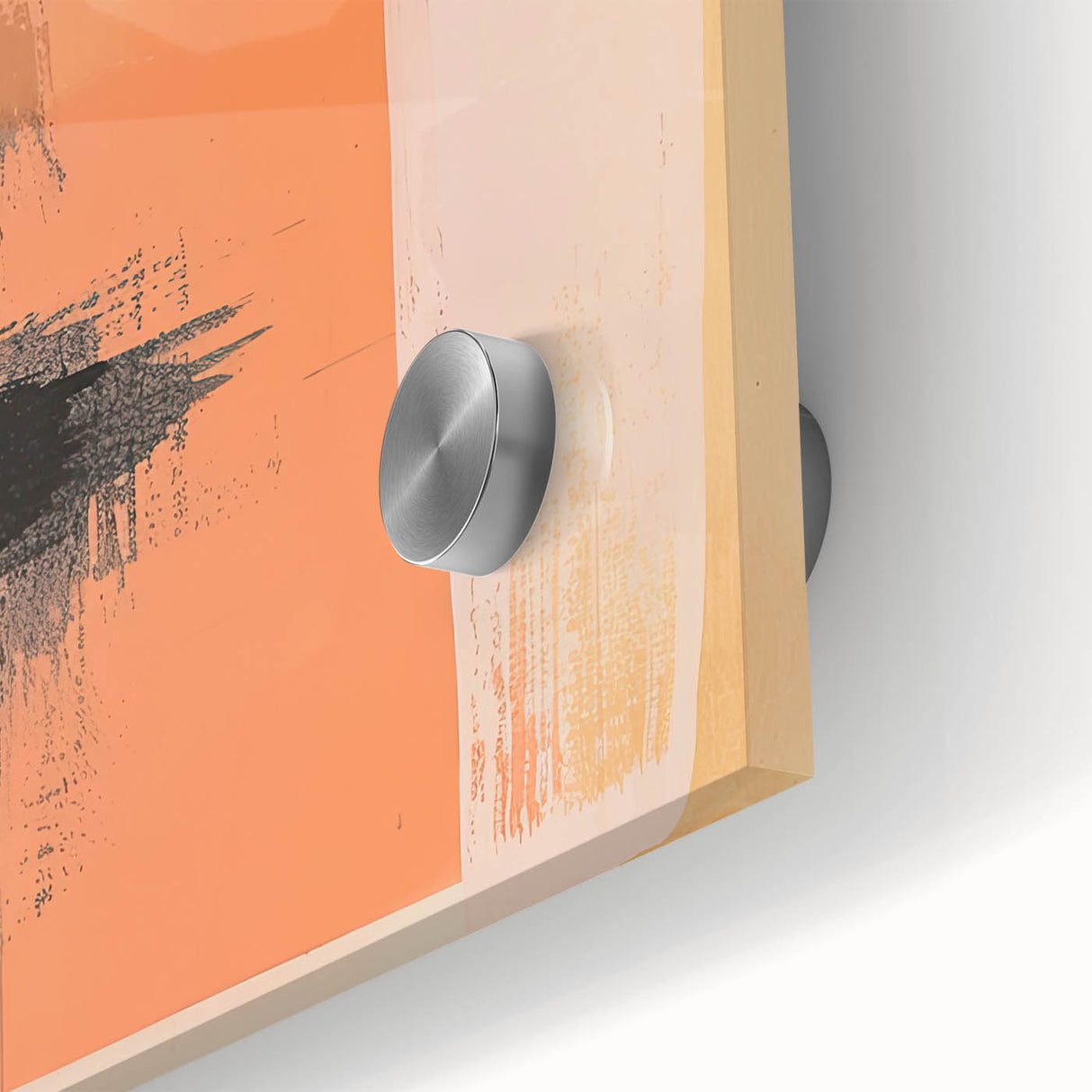 Acrylic Dining Room Artwork – Bold Black and Peach Abstract