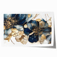 Elegant Blue & Gold Floral Living Room Wall Art - Modern Print