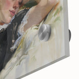 Abstract figurative acrylic artwork with vibrant colors and intricate details, showcasing a close-up of textured glass elements that enhance its visual depth.