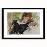 Black-framed abstract figurative artwork with a matte finish, showcasing dynamic shapes and vibrant colors, perfect for modern home decor.