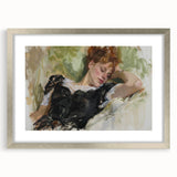 Abstract figurative art frame with a silver mat, showcasing a modern design. Ideal for contemporary decor, enhancing any living space with elegance.