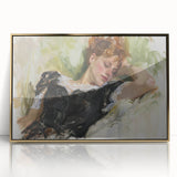 Abstract figurative artwork in a gold frame, showcasing dynamic shapes and vibrant colors, perfect for modern home decor or artistic accent in any room.