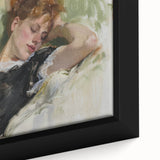 Close-up of a vibrant abstract figurative framed canvas artwork, showcasing bold colors and intricate textures, ideal for modern home decor and artistic expression.