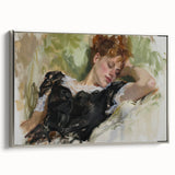 Framed abstract figurative canvas art with a silver frame, showcasing vibrant colors and intricate details, ideal for modern home decor and art enthusiasts.