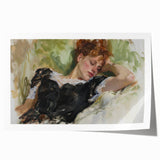 Abstract figurative art print showcasing bold colors and dynamic shapes, rolled and ready for display. Perfect for modern home decor, adding unique flair.