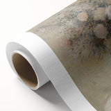 Abstract floral wall art on rolled canvas showcases vibrant colors and intricate patterns, perfect for modern home decor. Packaged securely in a cardboard tube for easy transport and display.