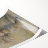 Vibrant abstract floral rolled print showcasing colorful blooms in shades of pink, blue, and green, ideal for modern home decor and artistic displays.