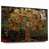 Abstract landscape wall art displayed in a sleek acrylic glass frame, highlighting vibrant colors and fluid patterns, perfect for modern home decor.