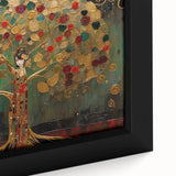 Close-up of a framed abstract landscape wall art canvas, showcasing vibrant colors and textured details, perfect for modern home decor or office space enhancement.