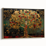 Framed canvas wall art showcasing an abstract landscape in gold tones, elegantly displayed from a side view, ideal for modern home decor.