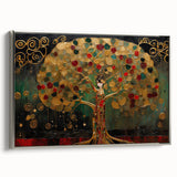 Framed canvas wall art design showcasing an abstract landscape with vibrant colors and intricate textures, featuring a sleek silver frame enhancing its modern appeal. Ideal for contemporary decor in living spaces or offices.