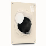 Abstract minimalist wall art design featuring bold geometric shapes in vibrant colors, framed in acrylic glass, perfect for modern home decor.