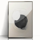 Framed minimalist abstract wall art featuring a sleek silver acrylic finish, showcasing geometric shapes and soft color gradients, ideal for modern decor.
