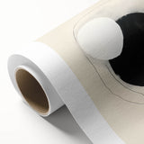 Abstract minimalist wall art on rolled canvas, showcasing soft pastel colors and geometric shapes, perfect for modern decor. Packaged securely in a cardboard tube for easy shipping.