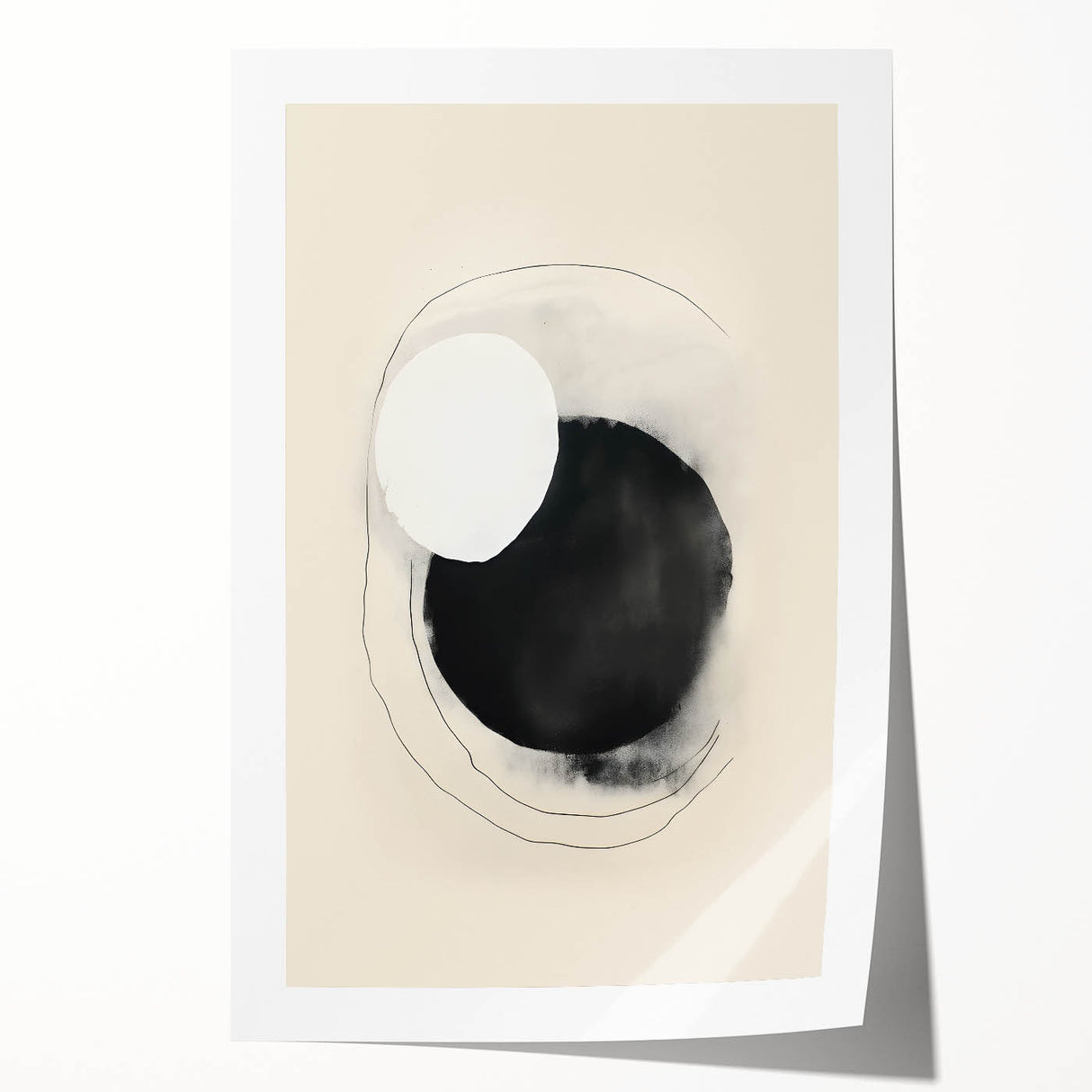 Abstract minimalist wall art print showcasing a blend of soft pastel colors and geometric shapes, rolled and ready for framing, emphasizing modern decor aesthetics.