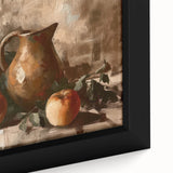 Black wall art featuring a close-up of colorful fruits, textured design on a framed canvas, ideal for living room decor.