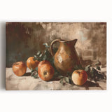 Black and white stretched canvas featuring a variety of sketched fruits, ideal for kitchen wall art.