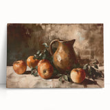 Black and white photo of assorted fruits on a large stretched canvas, ideal for kitchen wall art.