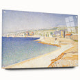 Pointillist Seaside Scene - Tranquil Modern Wall Art in Soft Colors