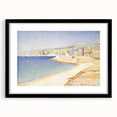 Pointillist Seaside Scene - Tranquil Modern Wall Art in Soft Colors