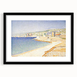Pointillist Seaside Scene - Tranquil Modern Wall Art in Soft Colors