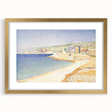Pointillist Seaside Scene - Tranquil Modern Wall Art in Soft Colors