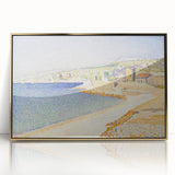 Pointillist Seaside Scene - Tranquil Modern Wall Art in Soft Colors