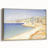 Pointillist Seaside Scene - Tranquil Modern Wall Art in Soft Colors