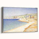 Pointillist Seaside Scene - Tranquil Modern Wall Art in Soft Colors