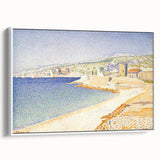 Pointillist Seaside Scene - Tranquil Modern Wall Art in Soft Colors