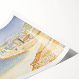 Pointillist Seaside Scene - Tranquil Modern Wall Art in Soft Colors