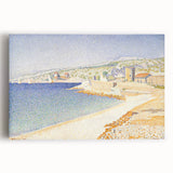 Pointillist Seaside Scene - Tranquil Modern Wall Art in Soft Colors