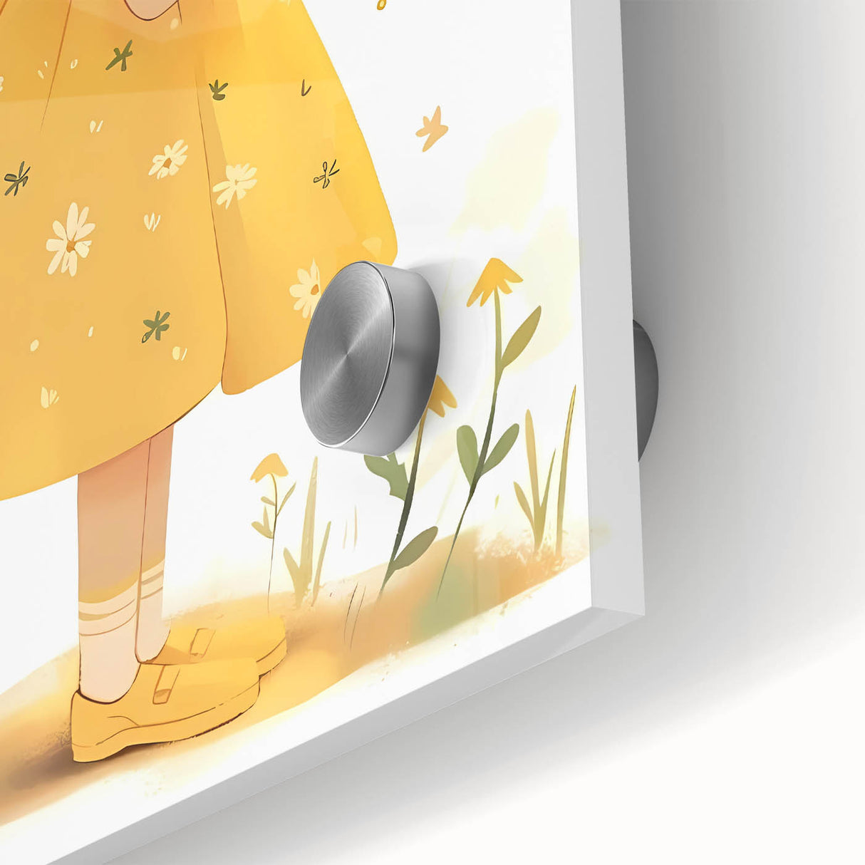 Smiling Girl with Flowers Art for Kids - Girls Bedroom Art