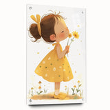 Smiling Girl with Flowers Art for Kids - Girls Bedroom Art