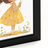 Smiling Girl with Flowers Art for Kids - Girls Bedroom Art