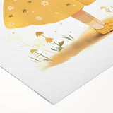 Smiling Girl with Flowers Art for Kids - Girls Bedroom Art