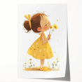 Smiling Girl with Flowers Art for Kids - Girls Bedroom Art