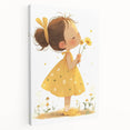 Smiling Girl with Flowers Art for Kids - Girls Bedroom Art