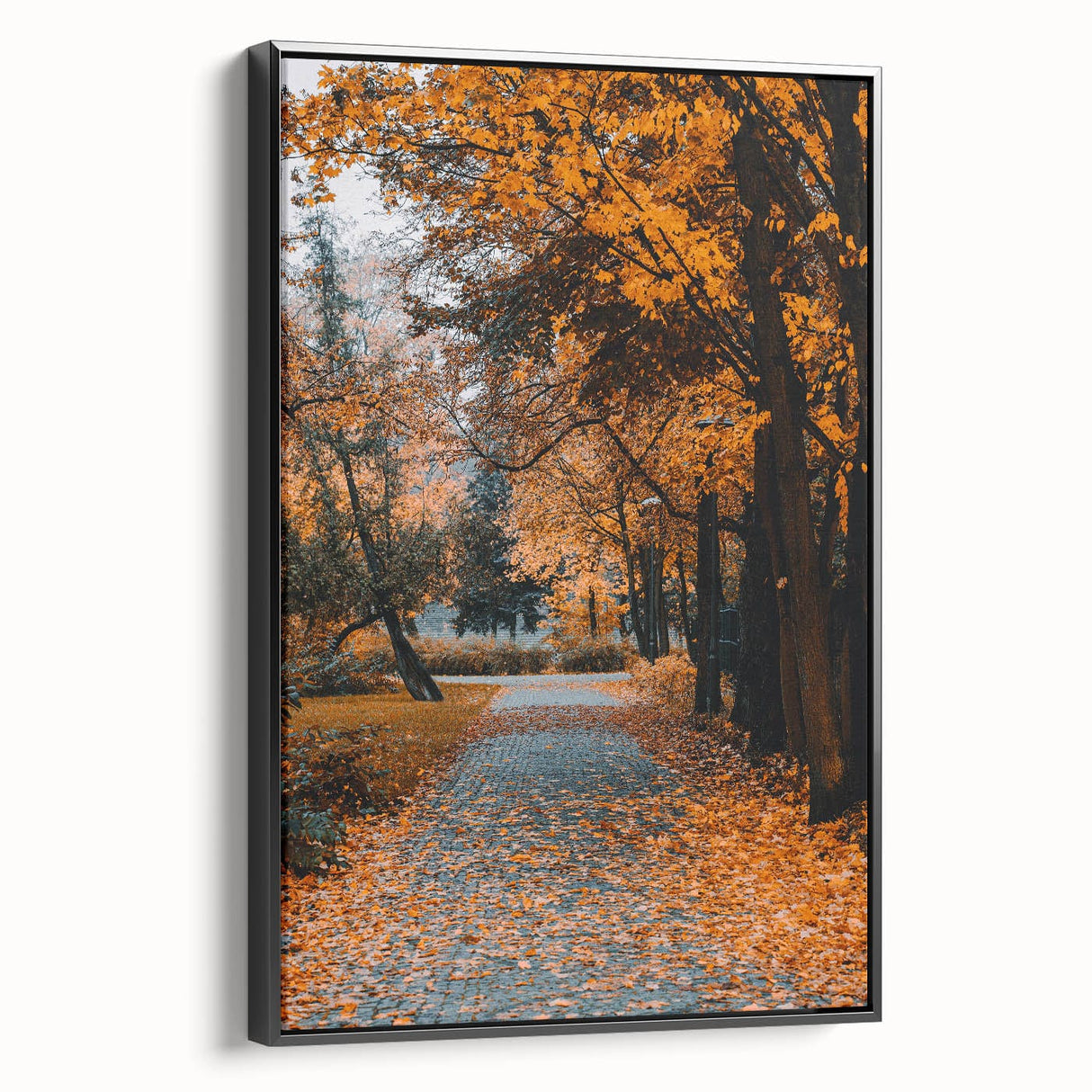Black and white vintage poster art of a landscape on framed canvas, suitable for bedroom decor.