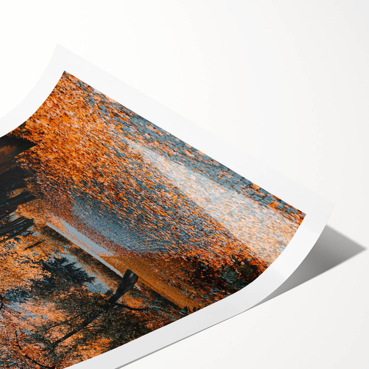 Extra large wall art featuring line art flowers in muted autumn colors on a rolled canvas.