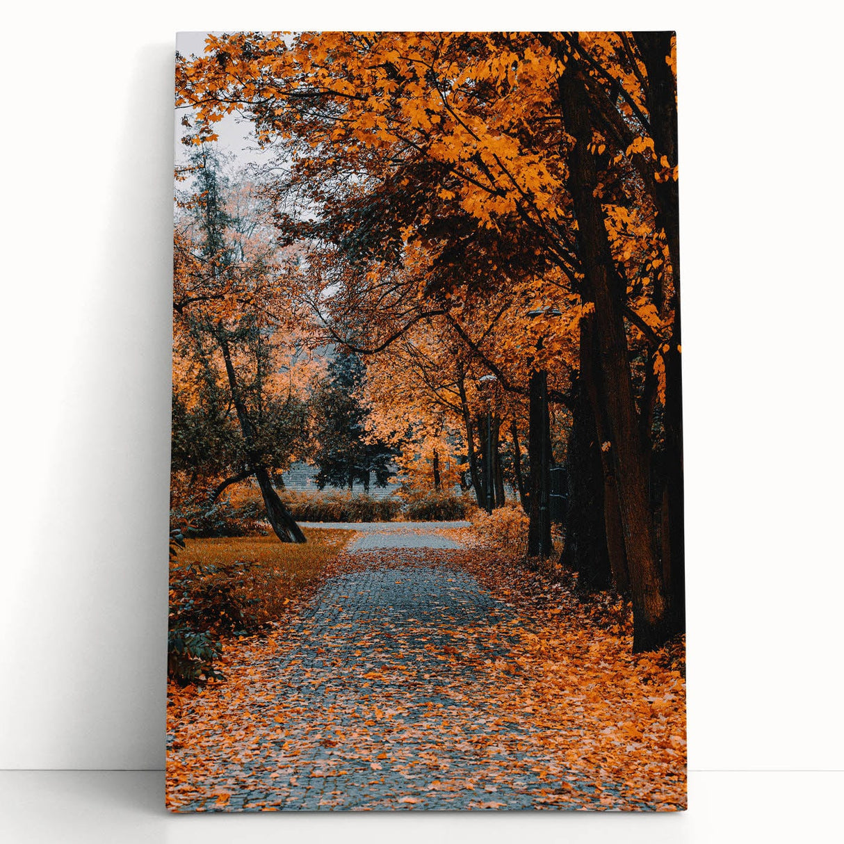 Black and white large canvas depicting a serene autumn scene, ideal for kitchen wall art or bedroom ambiance.