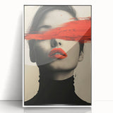 Modern Dining Room Art – Bold Red and Black Abstract Portrait
