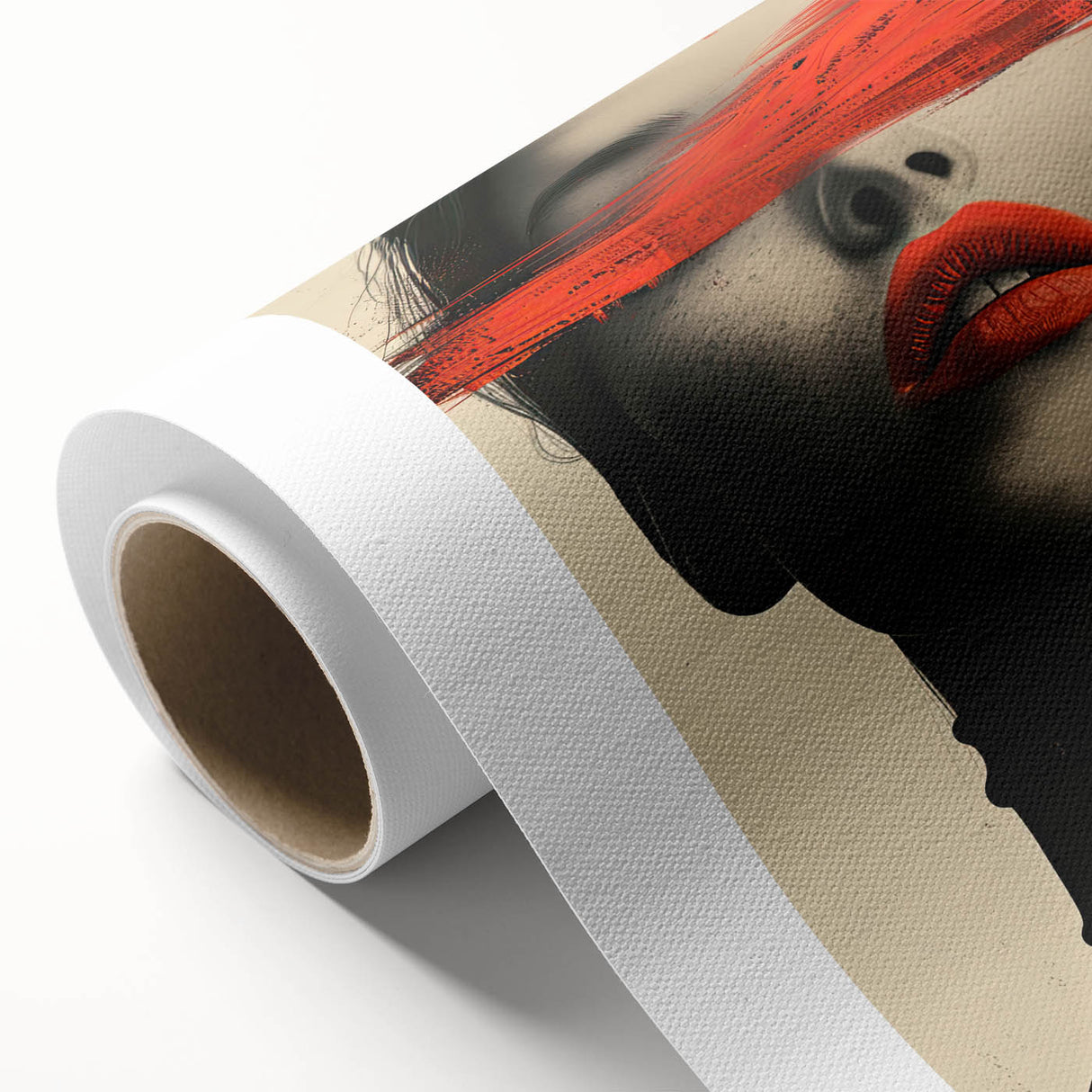 Modern Dining Room Art – Bold Red and Black Abstract Portrait